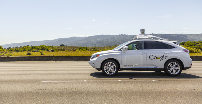 The software powering Google's cars is called Google Chauffeur and was in the testing phase by Google. at the time of this picture in April 2014.