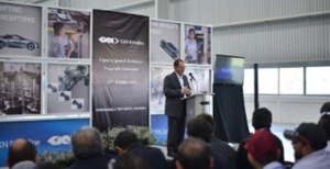 Robert Willig, GKN Driveline Americas president, addresses employees and attendees at the company's facility opening ceremony. The facility will produce up to 1 million propshafts per year and will serve customers including Audi, BMW, FCA, Ford, Honda, Mazda, Nissan and Volkswagen.